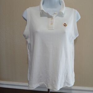 Lauren Ralph Lauren Petite Polo Top Womens PL White Tank Preppy Embroidered